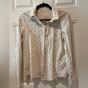 Sezane tomboy shirt size small color ecru blue dot